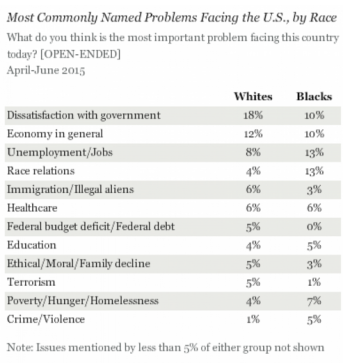 most important problem by race